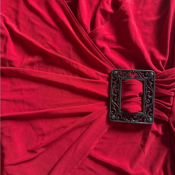 Red Blouse with Buckle Detail - Picture 2 of 3